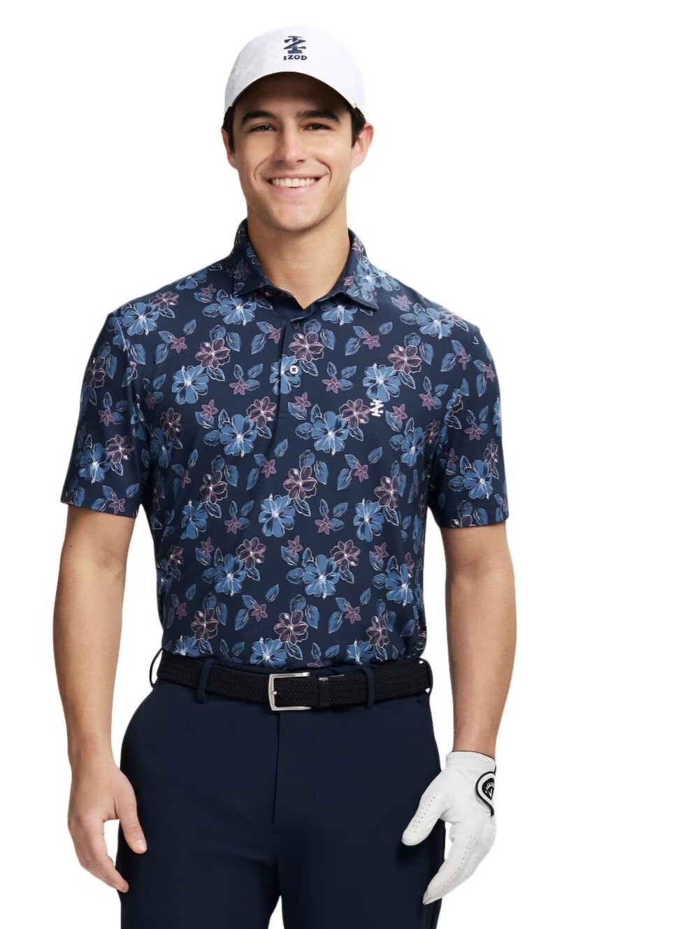 Men's IZOD Swingflex Elite Golf Short Sleeve Polo Color: Navy Floral Size: L &XL